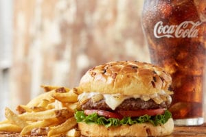 Image: Vidalia Burger with fries and a Coke - Cheeseburger Bobby's